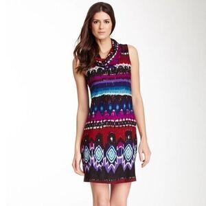 PAILLON BLANC NWT Multicolor Cowl Sleeveless Tunic Dress Purple MEDIUM